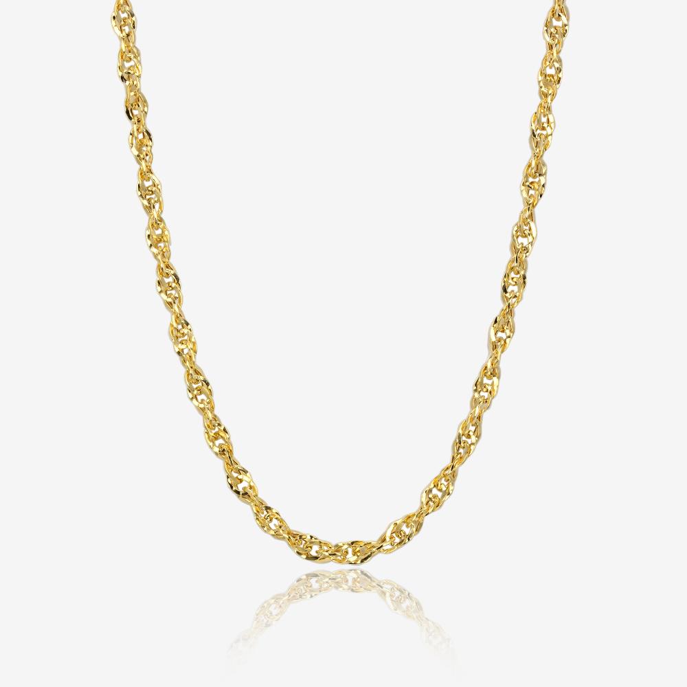 9ct Yellow Gold 2mm Singapore Chain Necklace For Women – 16, 18, 20 Inch – Hallmarked