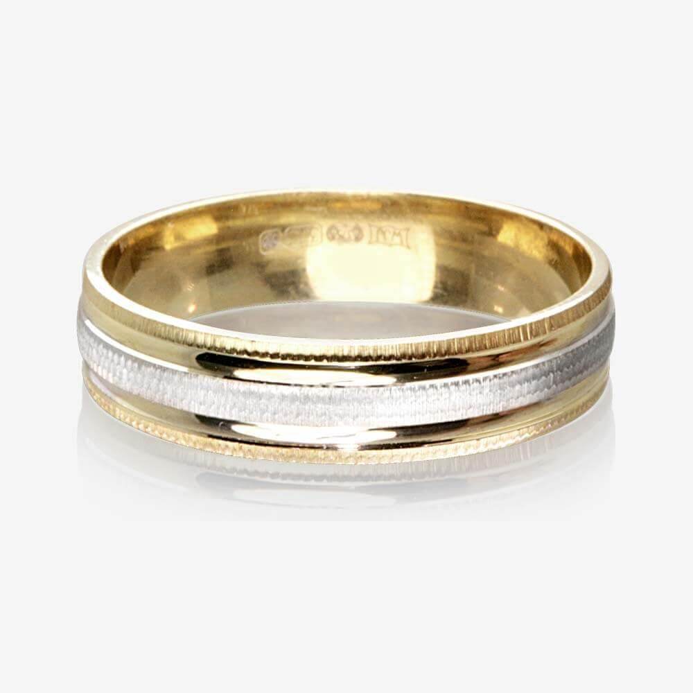 9ct Gold 2 Colour Luxury Weight Ladies Wedding Ring 4.5mm
