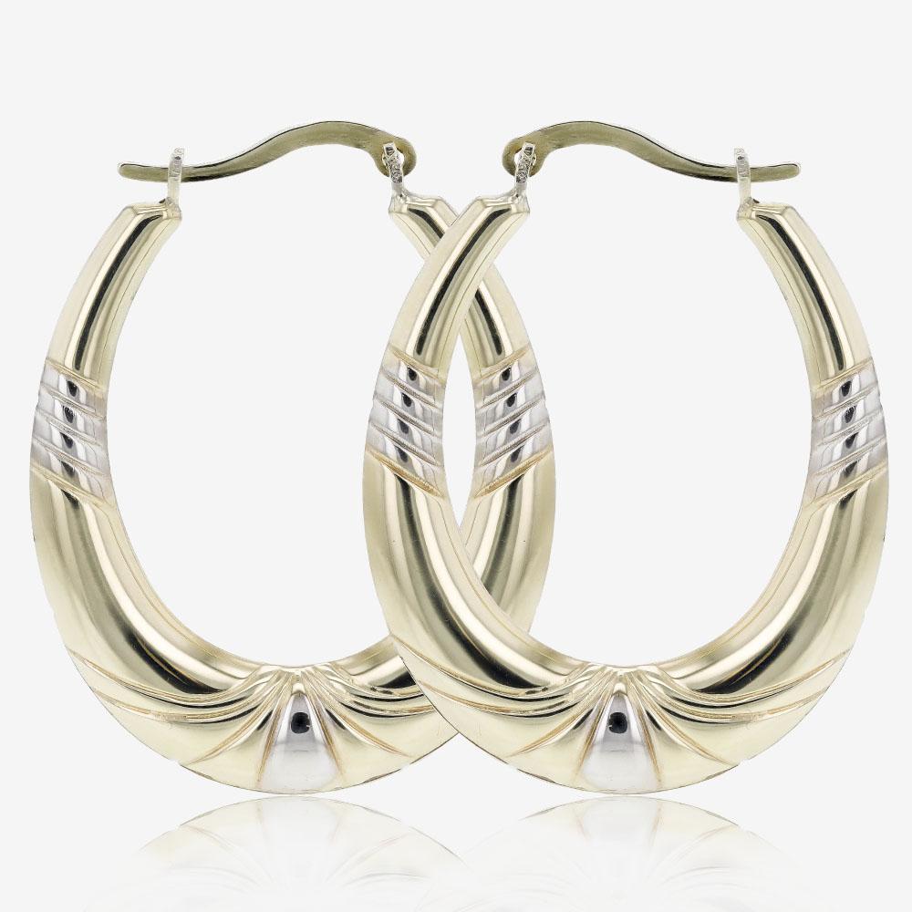 Lydia 9ct Gold & Silver Bonded Creole Earrings