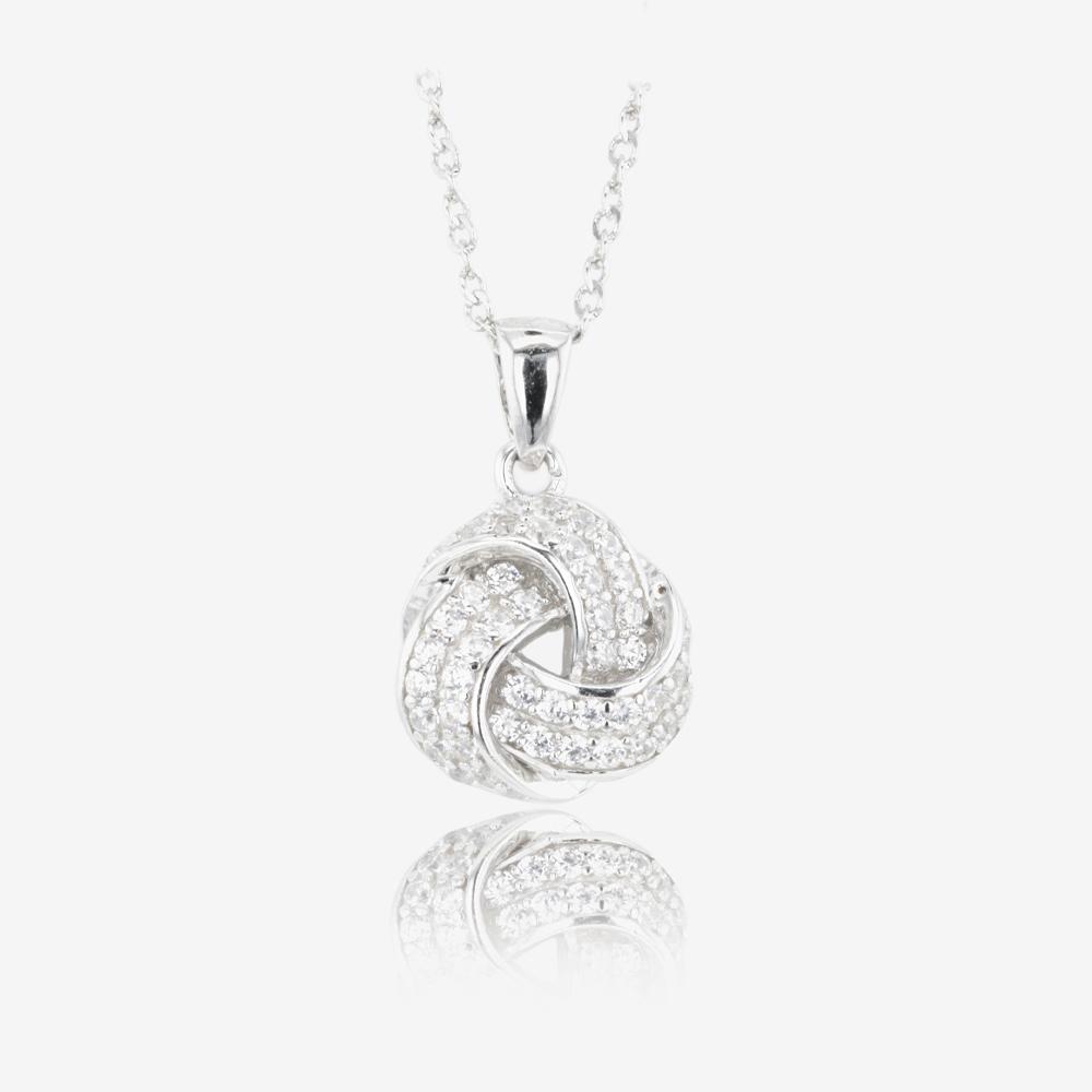 Sterling Silver DiamonFlash® Cubic Zirconia Knot Necklace