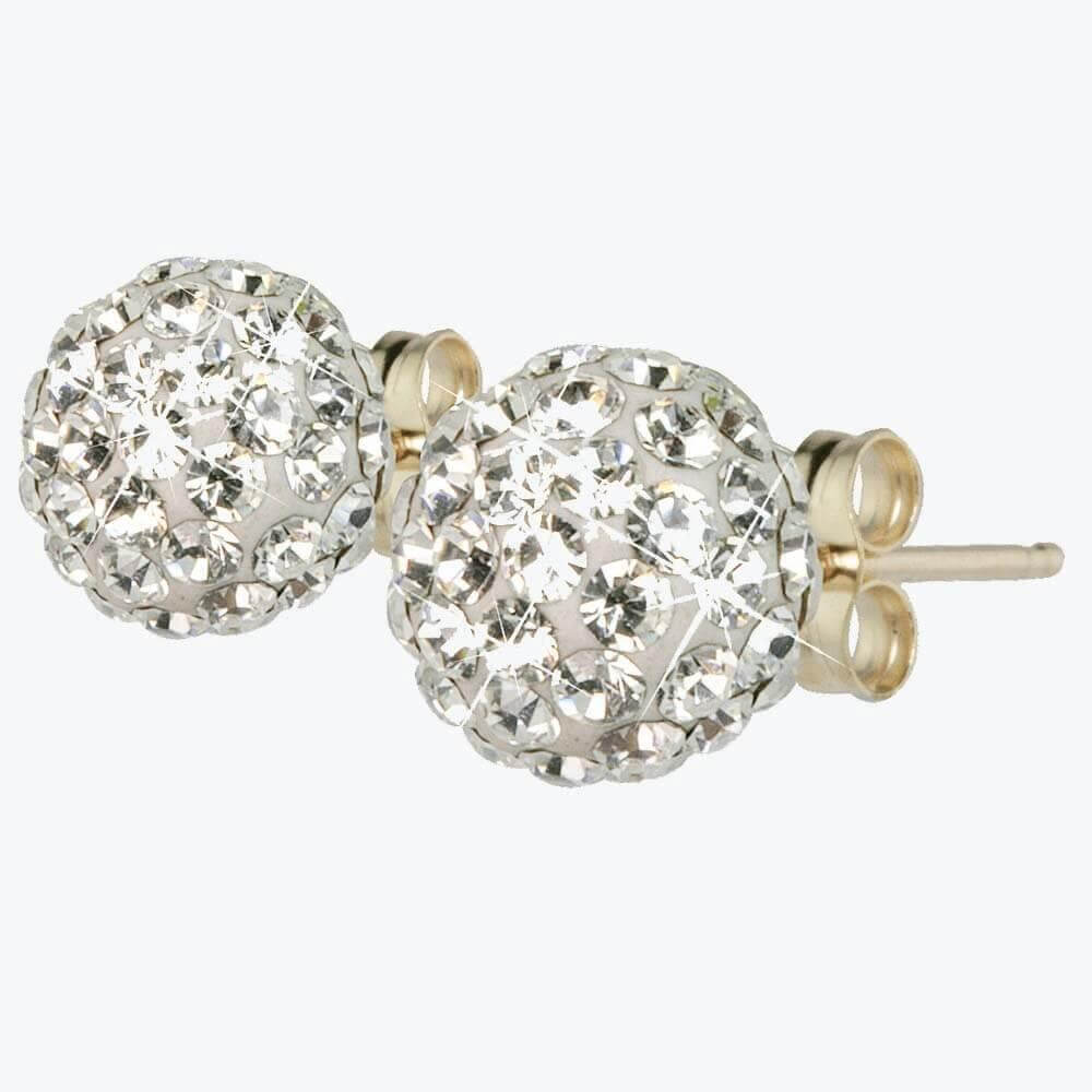 Jemma 9ct Gold Crystal Ball Stud Earrings