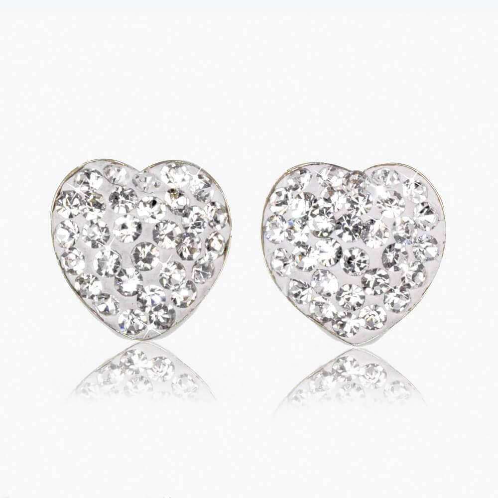 Lauren 9ct Gold Crystal Heart Stud Earrings