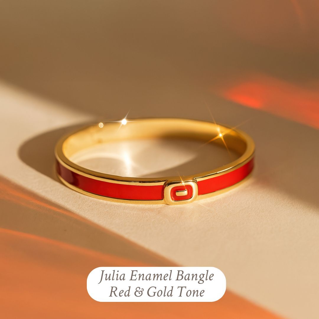 Julia Enamel Bangle Red July Birthstone Colour 