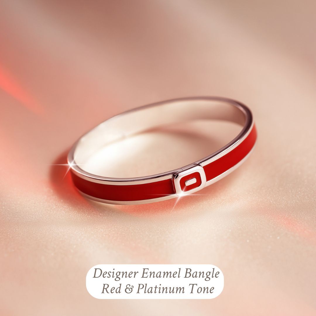 Designer Red Enamel Bangle July Birthstone Colour
