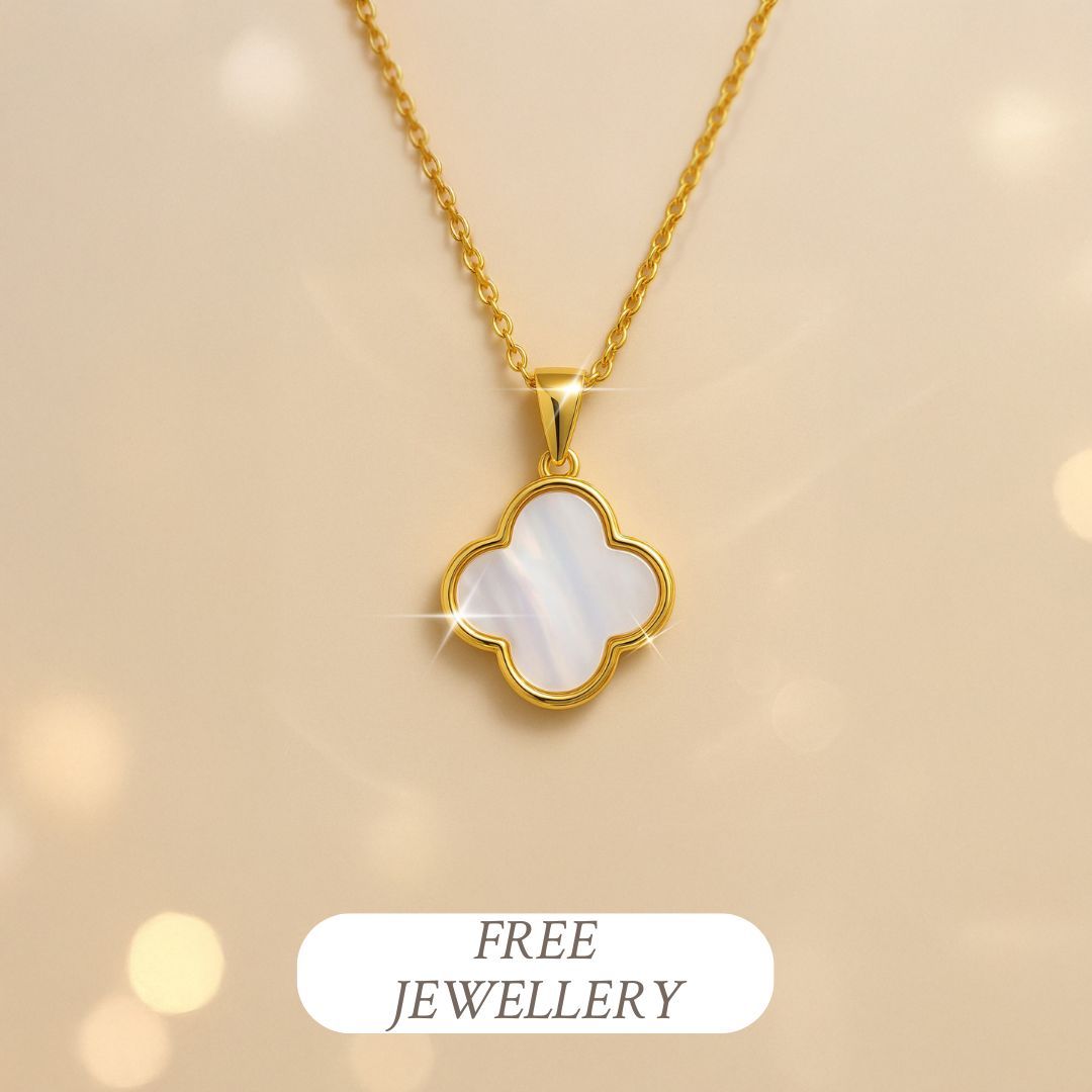 Free Clover Necklace yellow gold tone
