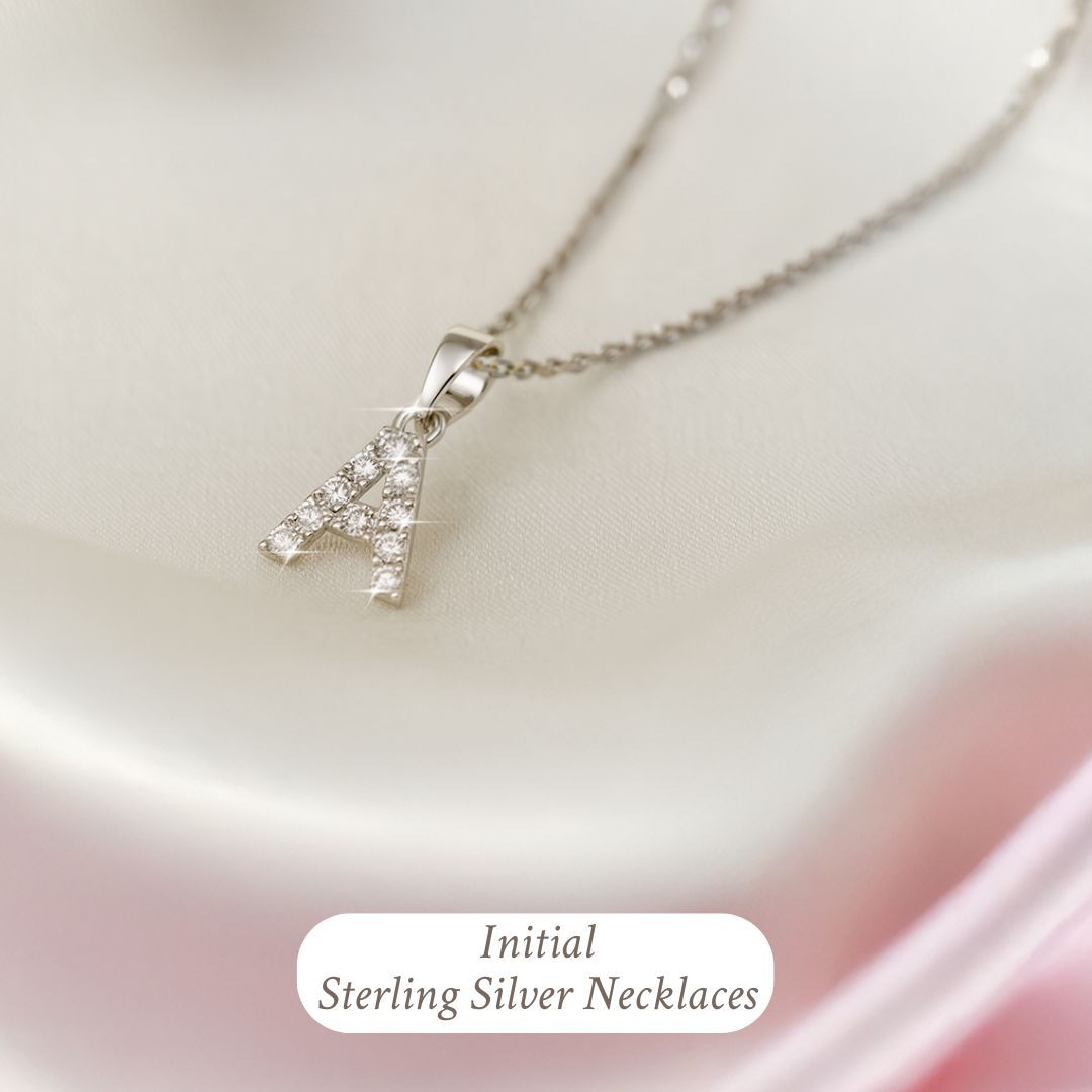 Silver initial necklaces