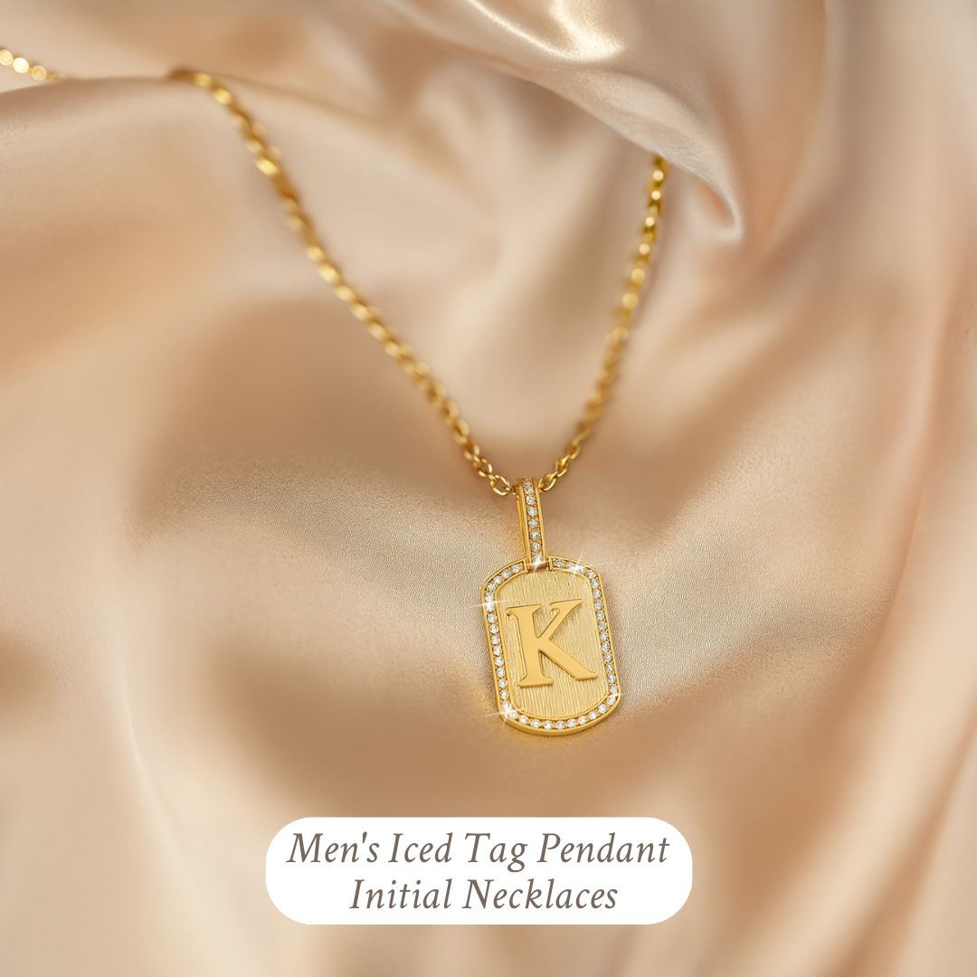 Mens Iced Initial Tag