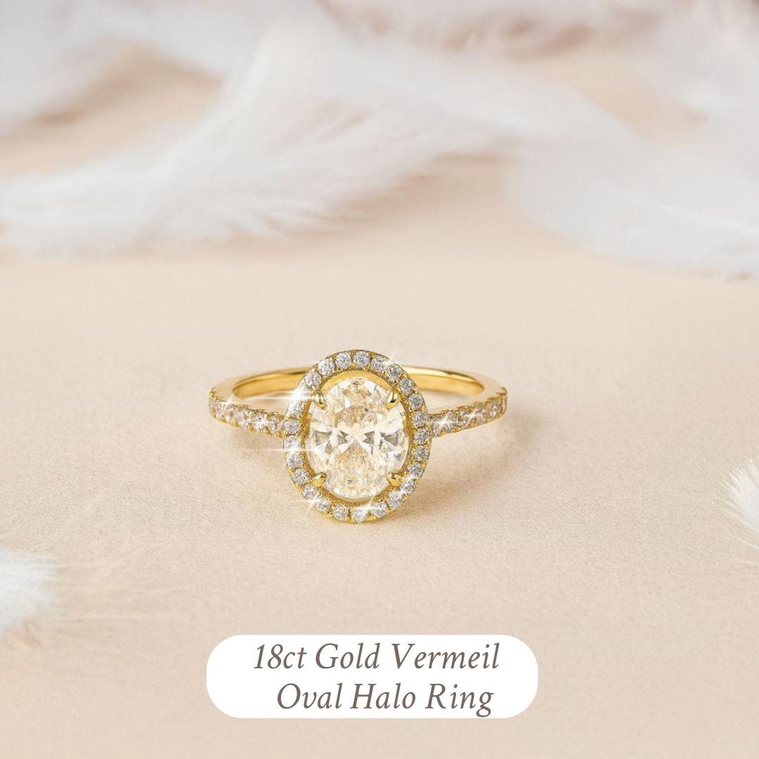 18ct Gold Vermeil Halo Ring