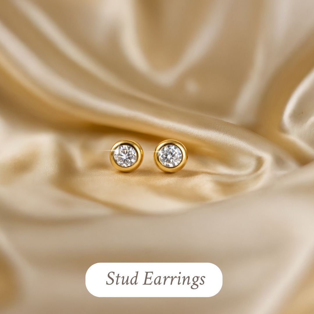 stud earrings silver gold diamond 