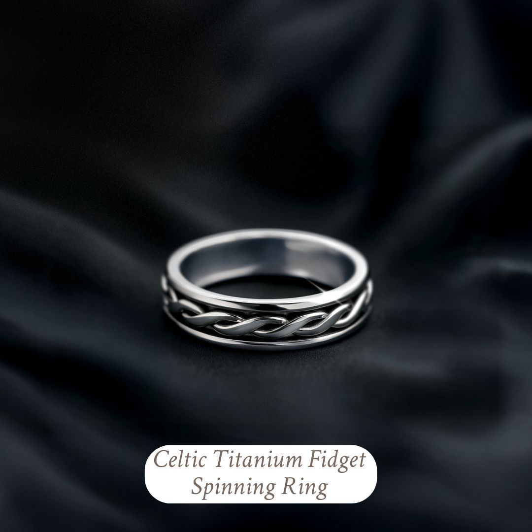 Mens Ring Celtic Fidget Ring Band