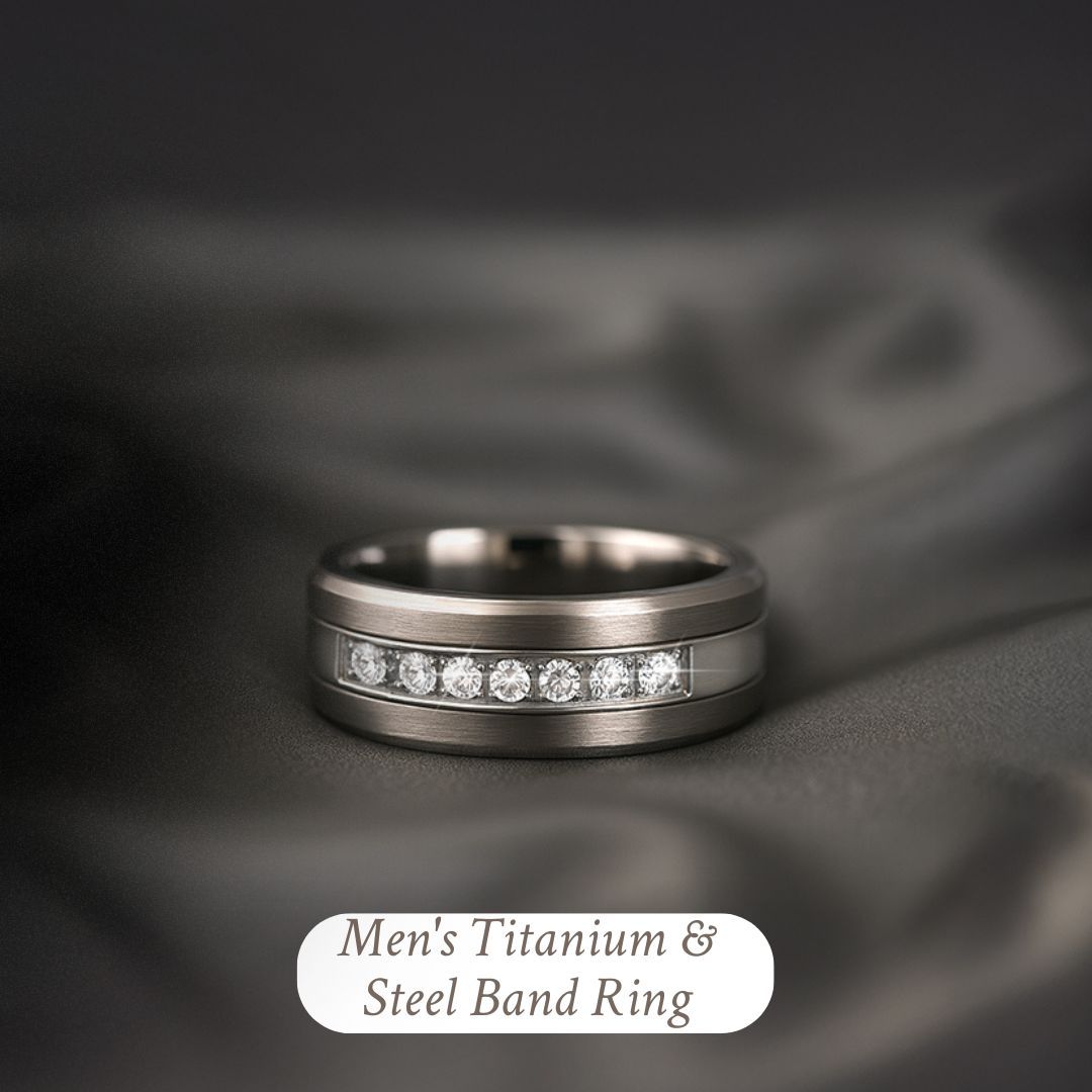 Titanium Ring Mens Jewellery Diamond Simulant