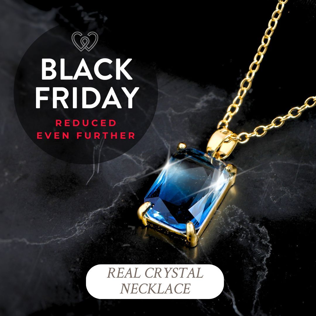 18ct Necklace Blue Aqua Real Crystal Necklace