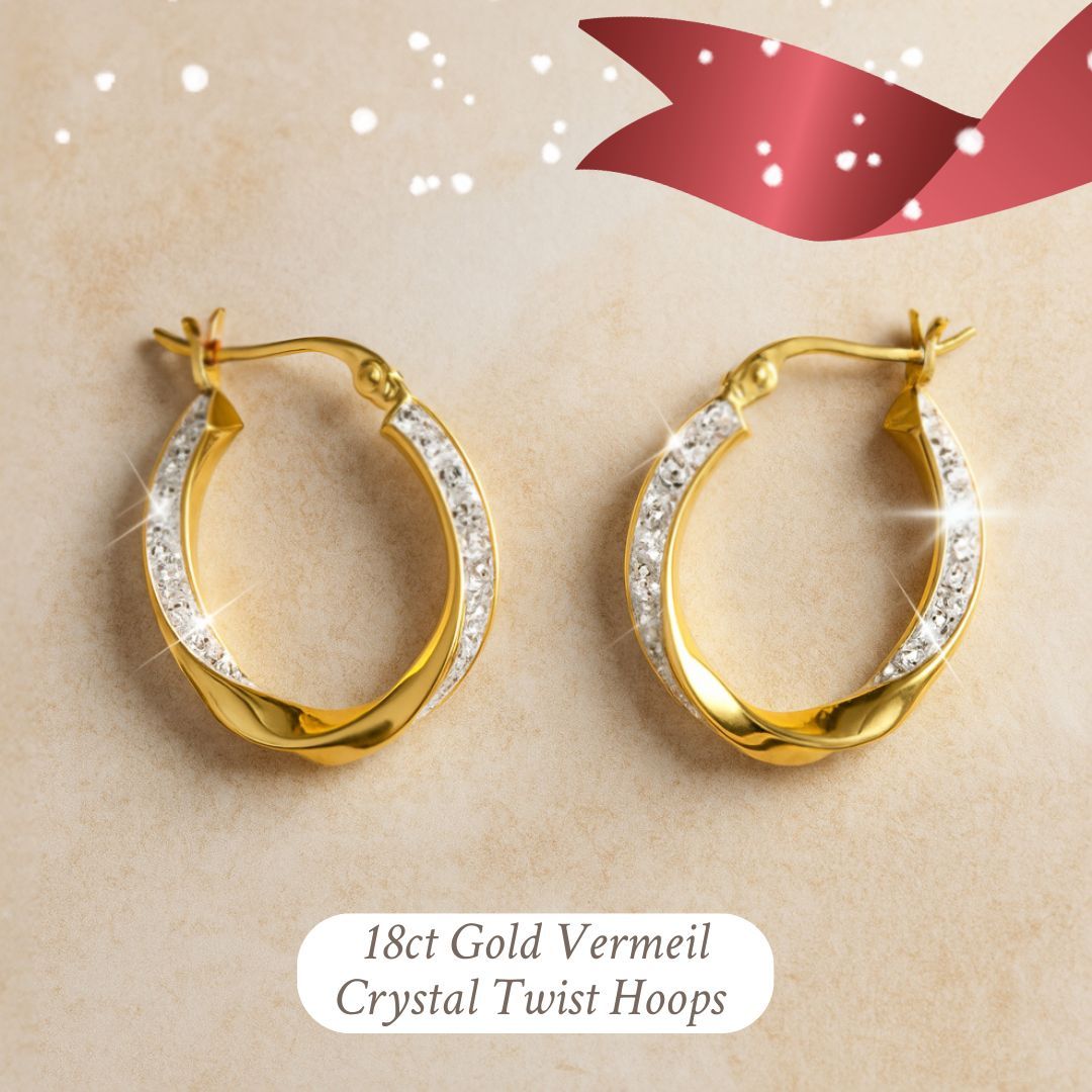 Crystal Gold Twist Hoops 