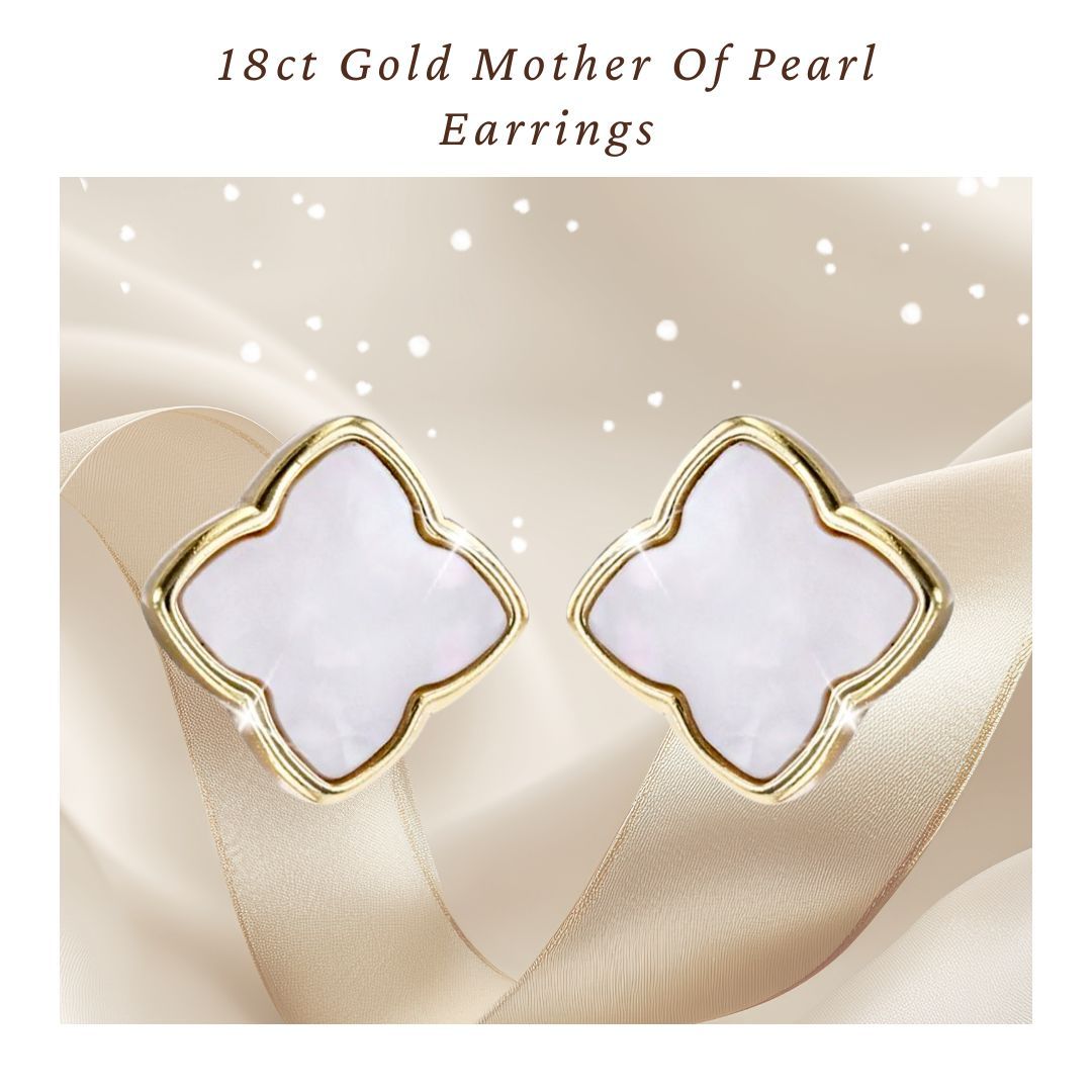 Clover Gold Earrings Mother of Pearl