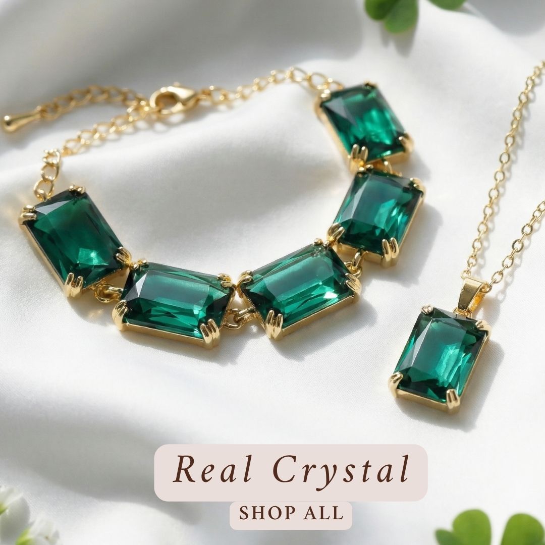 Green Jewellery Crystal Necklace Bracelet