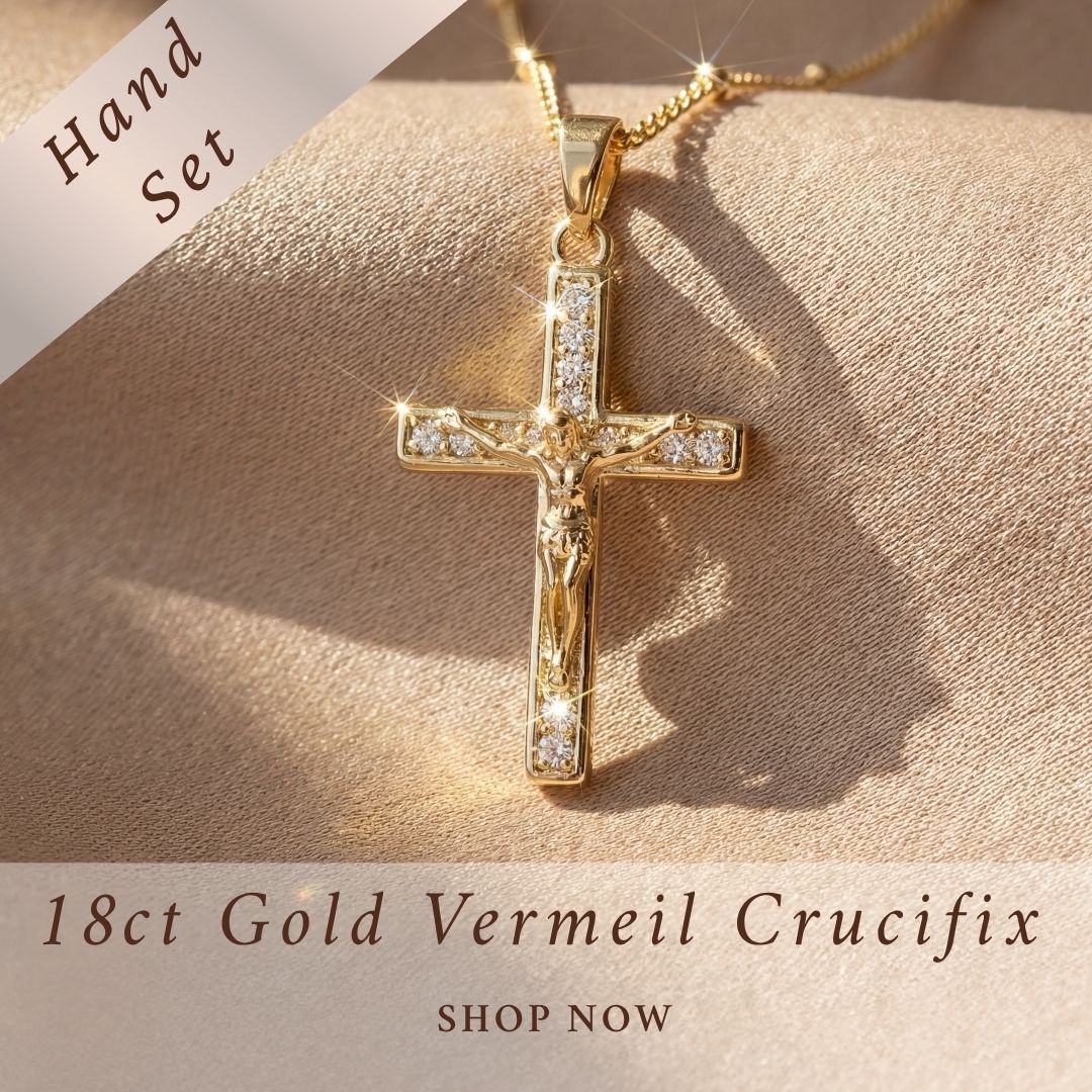 Crucifix Necklace Gold Diamonflash 