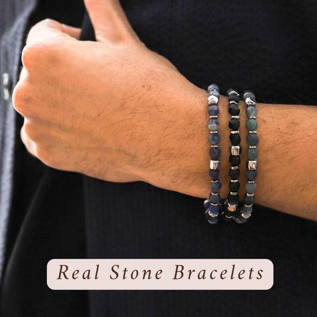 Real Stone Bracelets Fathers Day