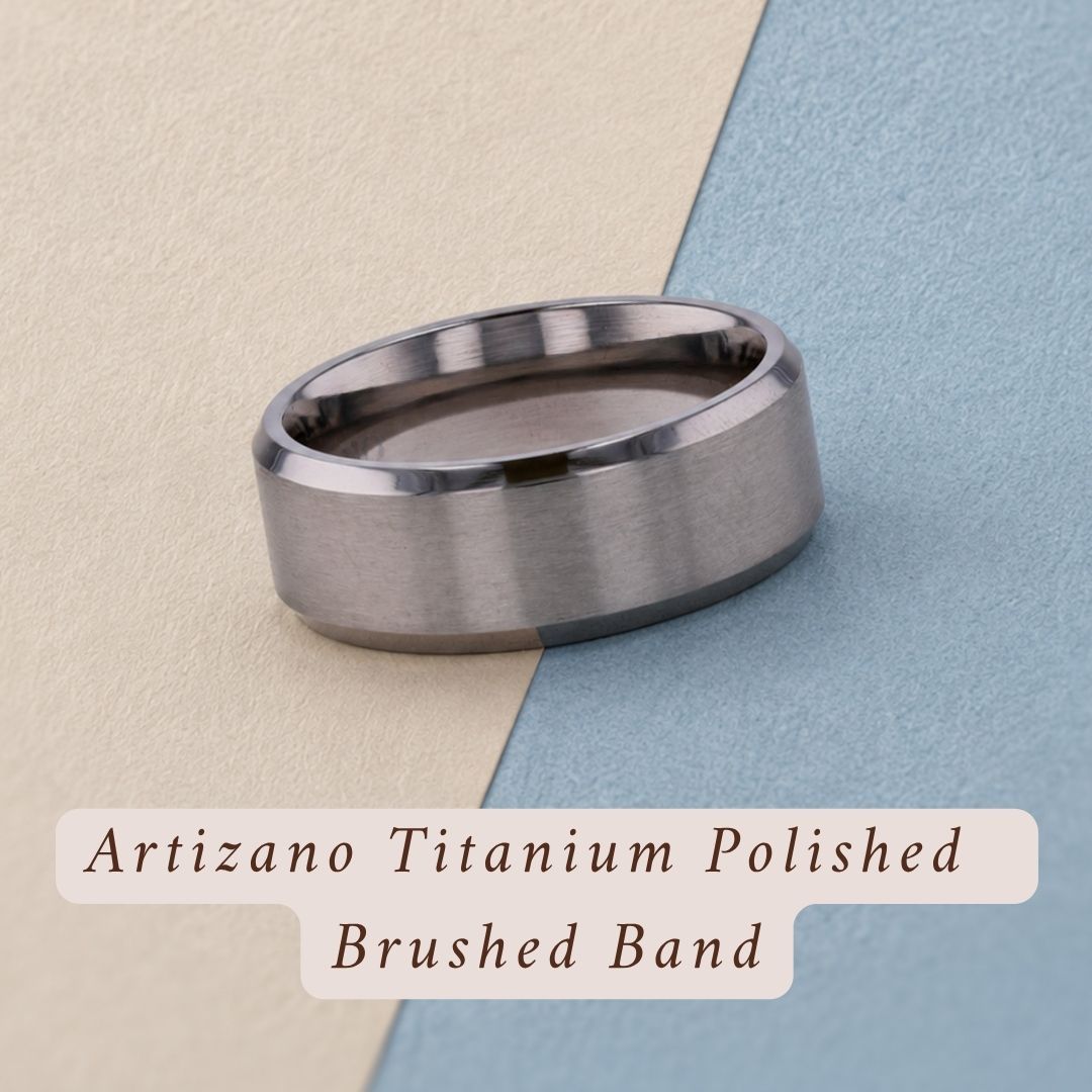 Artizano Mens Titanium Polished Brushed Ring