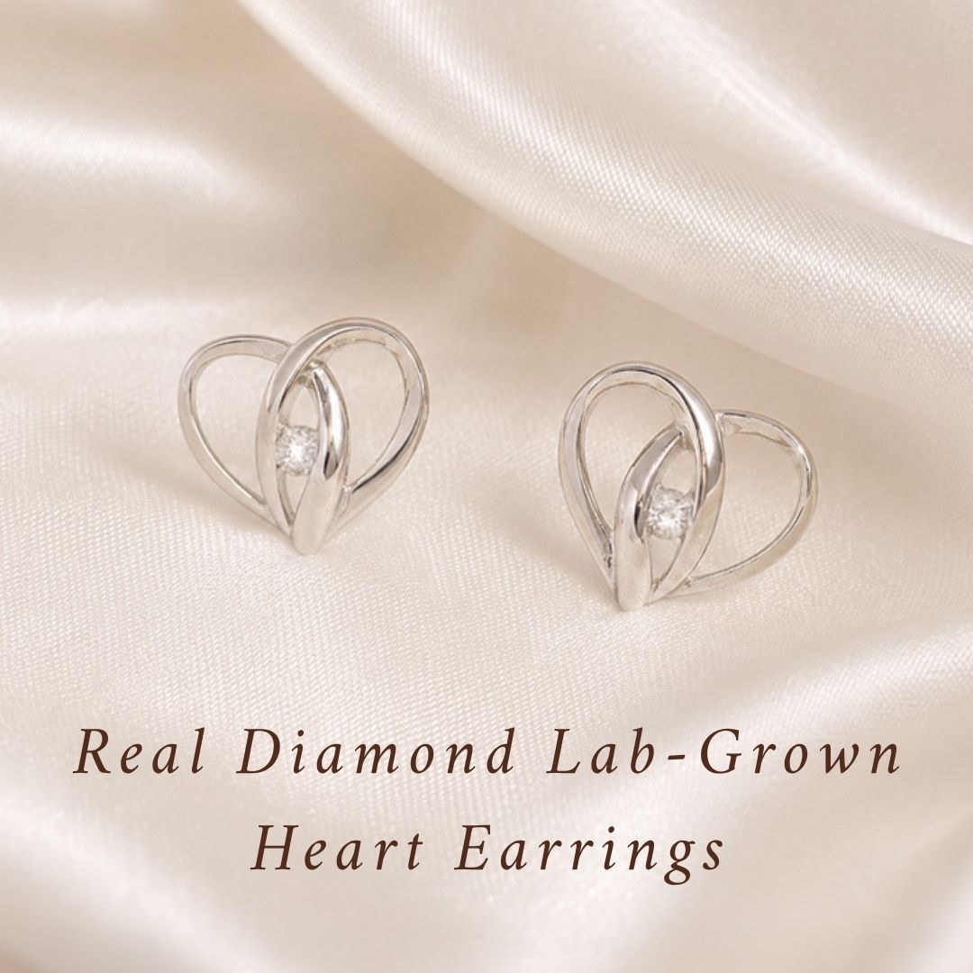 Real Diamond Lab-Grown Heart Earrings