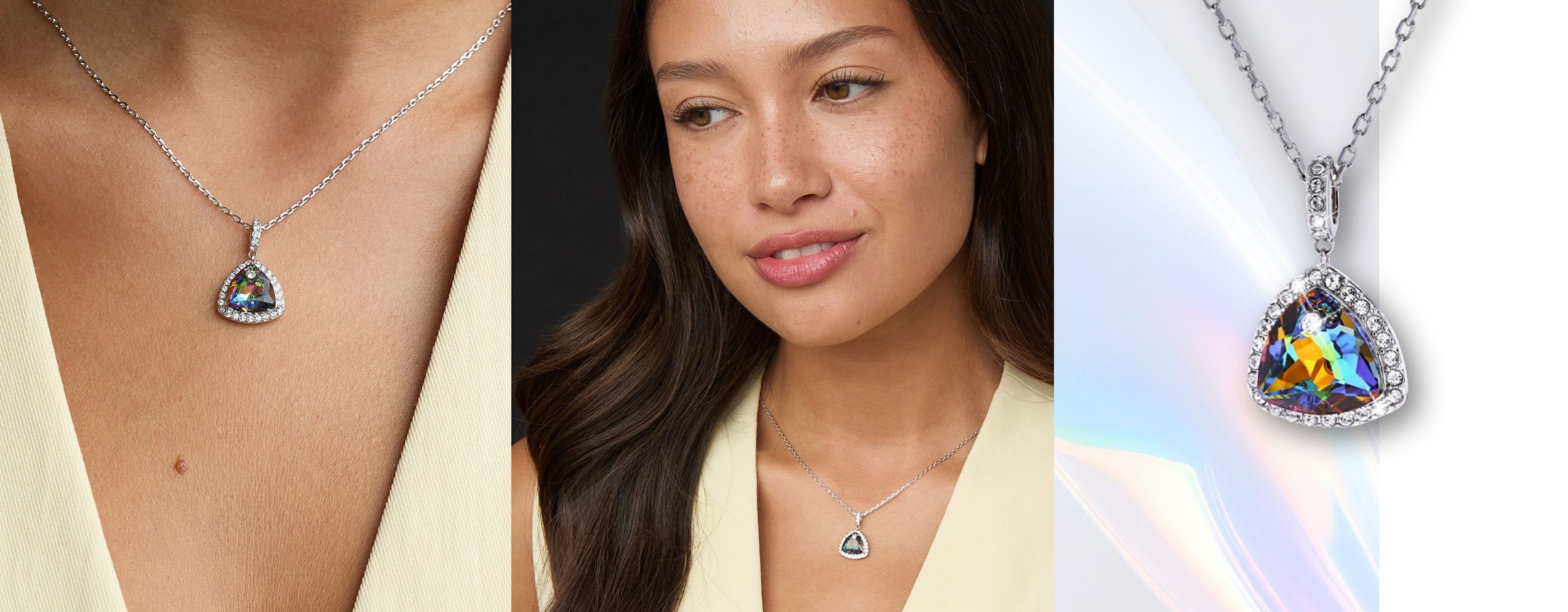 Aurora Trillion Necklace with Swarovski Crystals