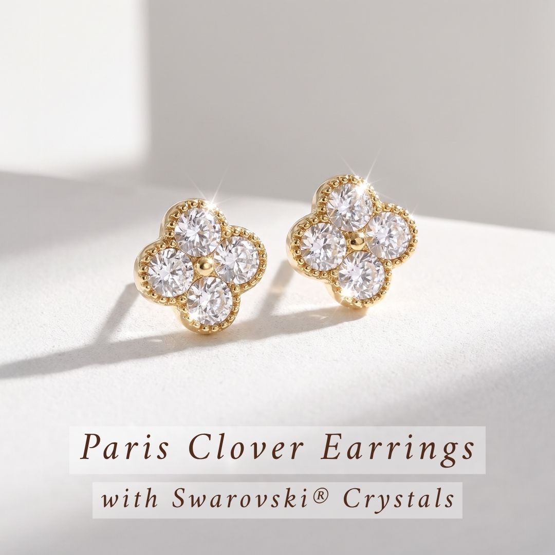 Paris Clover Earrings with Swarovski Crystals