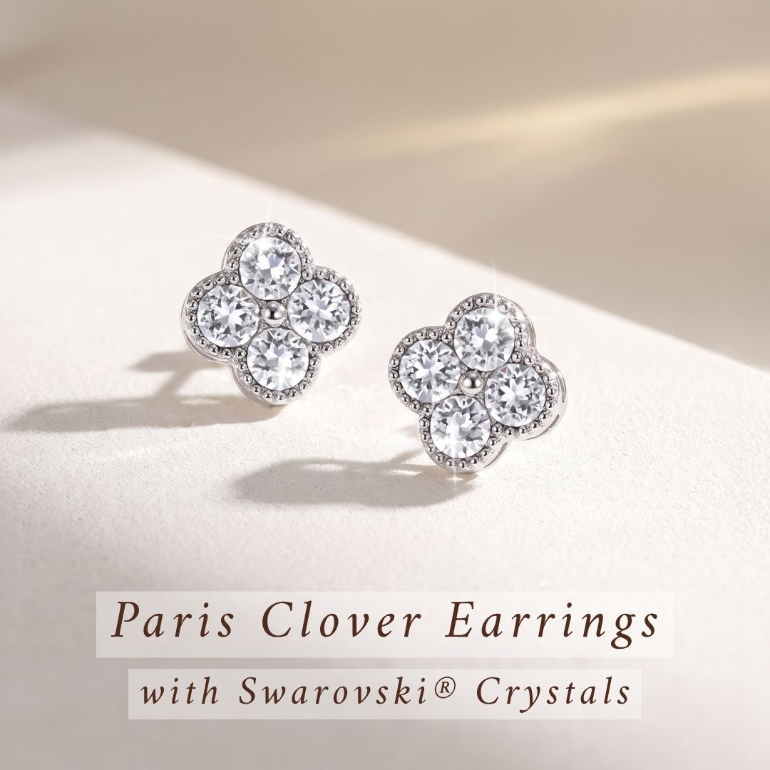 Paris Clover Earrings with Swarovski Crystals