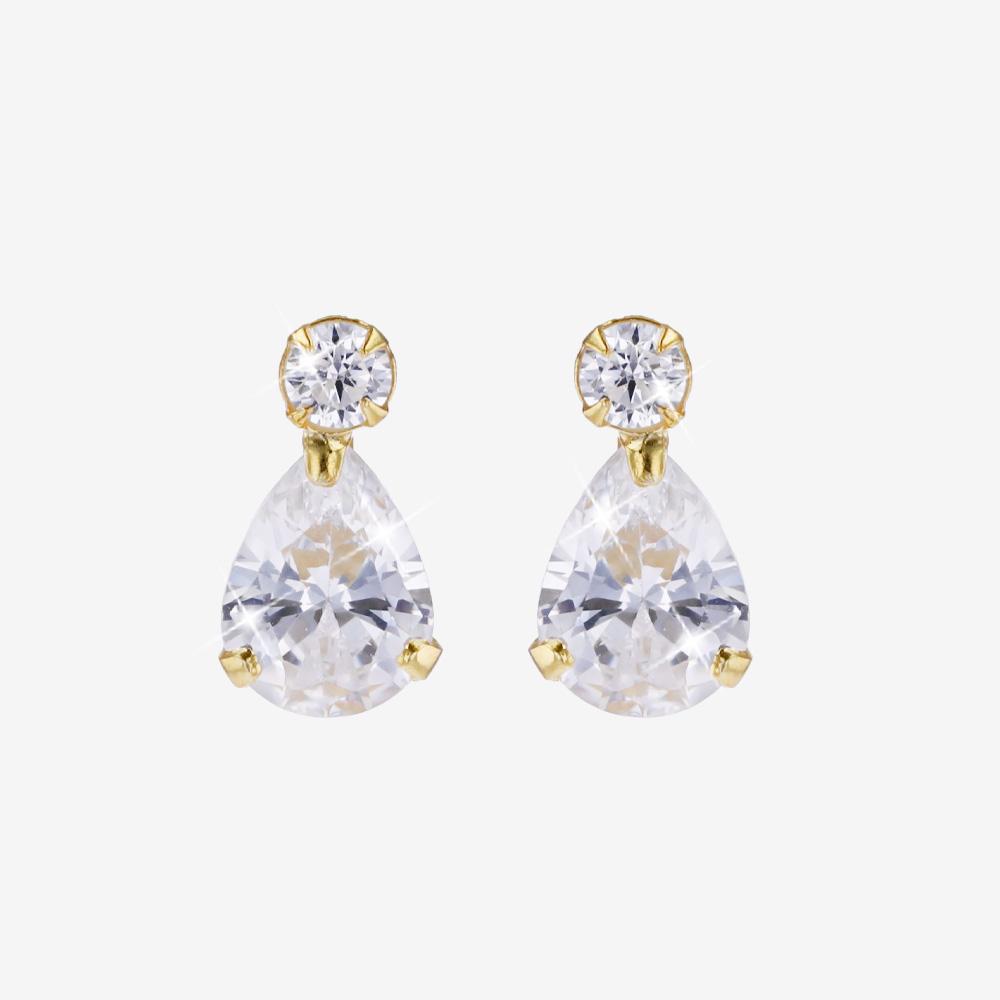 18ct Gold On Sterling Silver Pear Drop Earrings