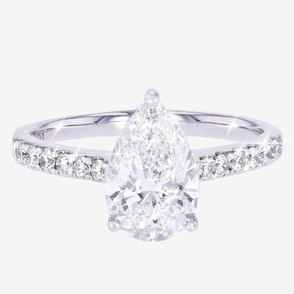 18ct White Gold Lab-Grown Diamond Pear Solitaire Warren James