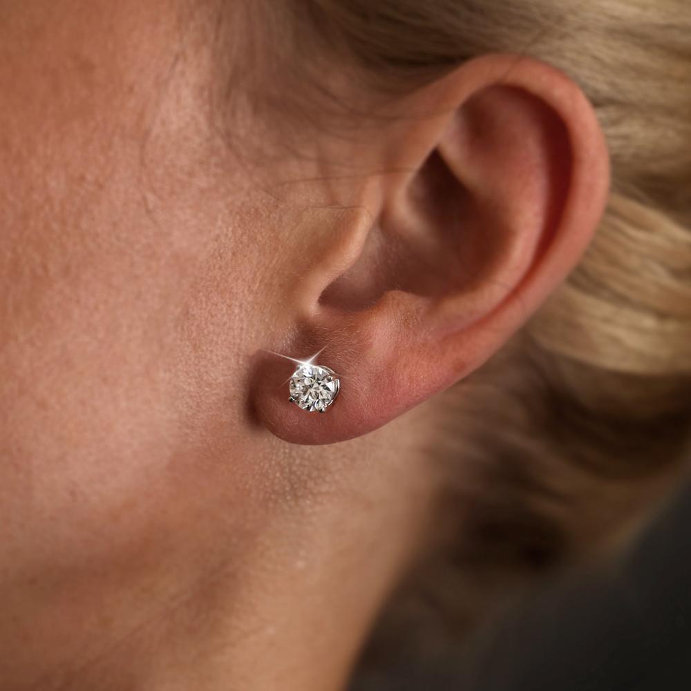 9ct White Gold Real Diamond Lab-Grown Stud Earrings