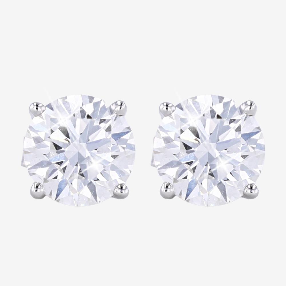 9ct White Gold Real Diamond Lab-Grown Stud Earrings 3.00ct