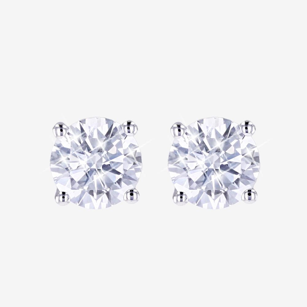 9ct White Gold Real Diamond Lab-Grown Princess Earrings 1.00ct