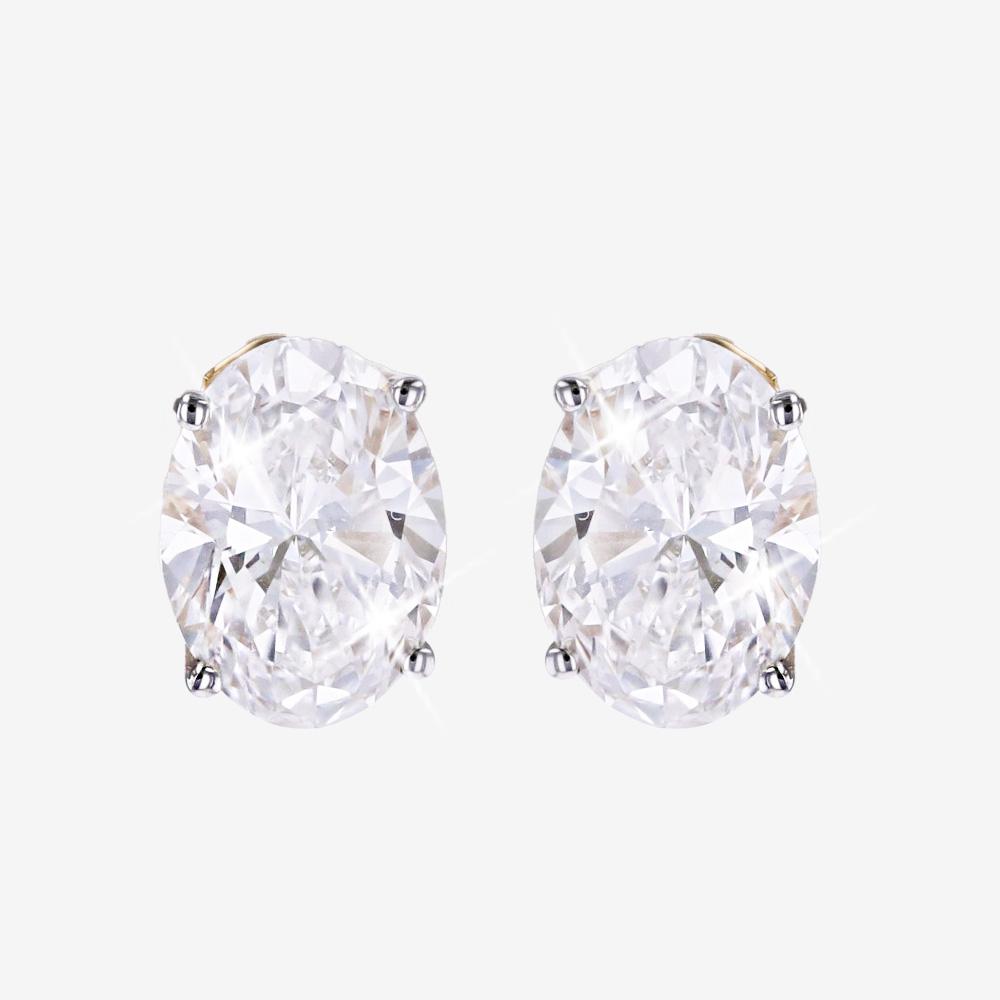 9ct Gold Real Diamond Lab-Grown Oval Earrings 1.00ct