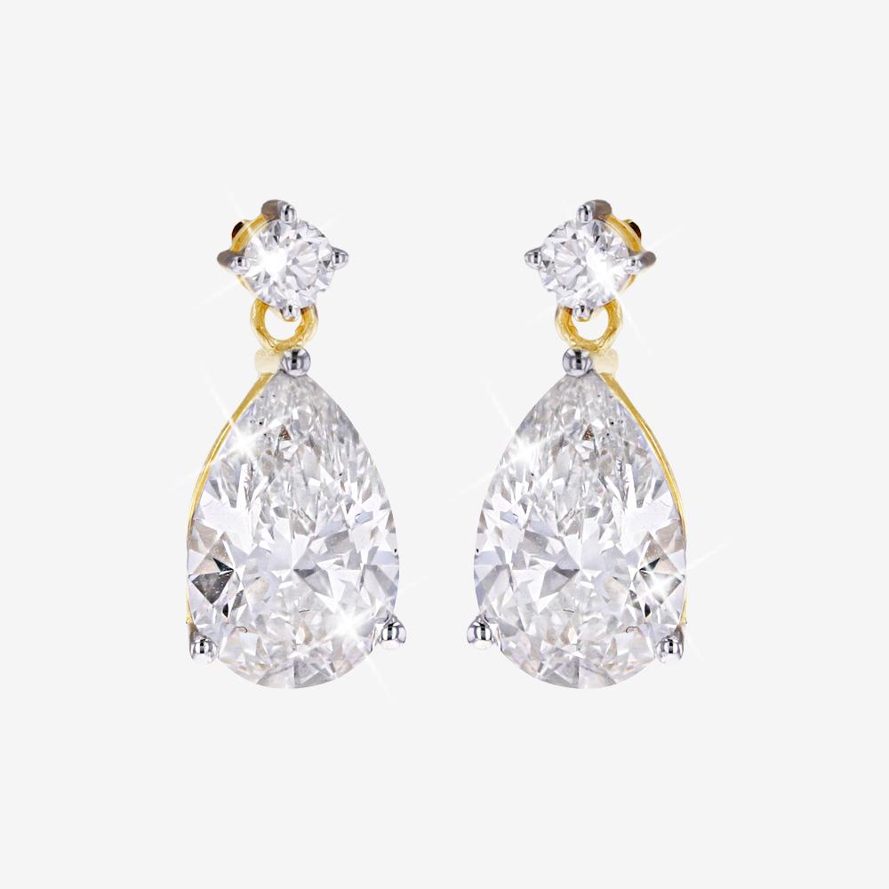 9ct Gold Real Diamond Lab-Grown Pear Drop Earrings 4.00ct