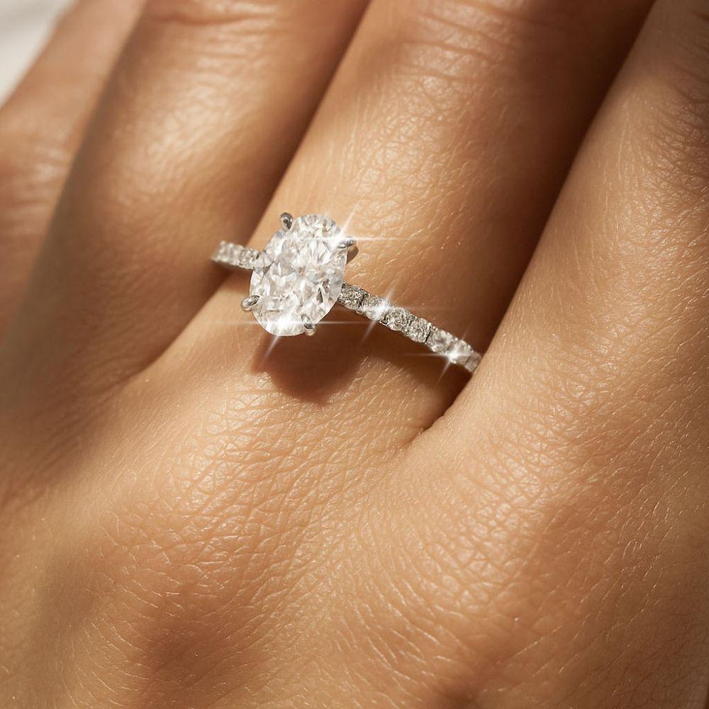 White Gold Oval Cut Engagement Rings 9ct White Gold Real Diamond