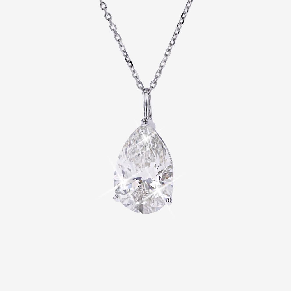 9ct White Gold Real Diamond Lab-Grown Pear Necklace 2.00ct