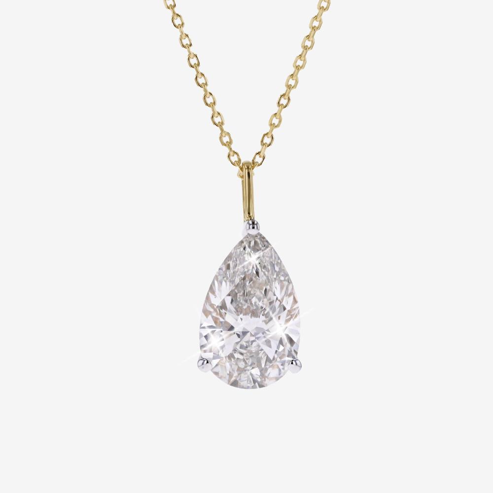 9ct Gold Real Diamond Lab-Grown Pear Necklace 2.00ct