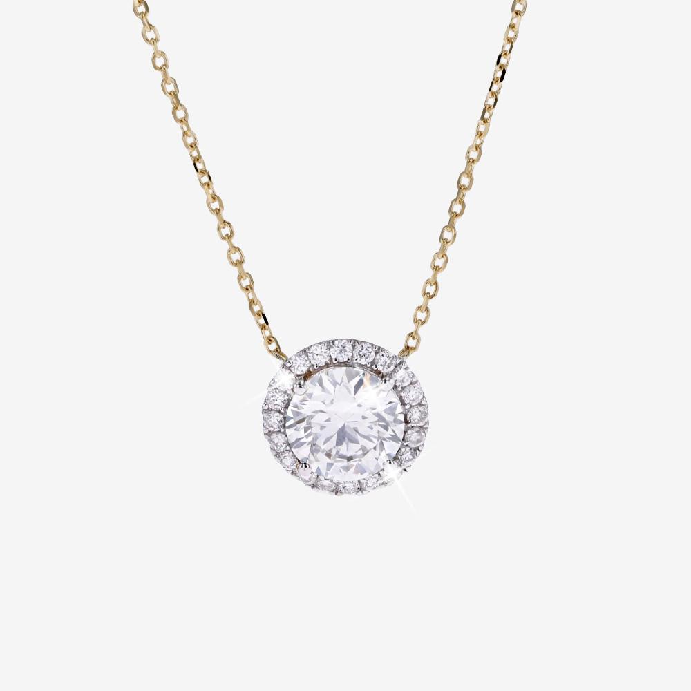 9ct Gold Real Diamond Lab-Grown Halo Necklace 1.00ct