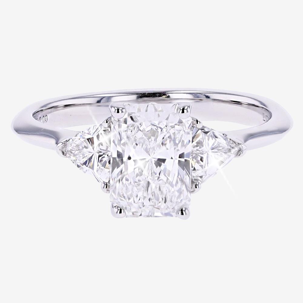 9ct White Gold Lab-Grown Diamond Ring, Radiant Cut Trillion