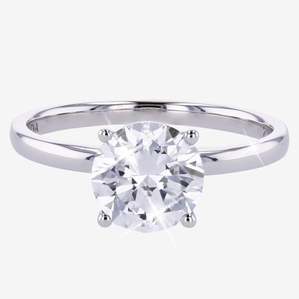 9ct White Gold, Real Diamond Lab-Grown Solitaire Ring 2.00ct