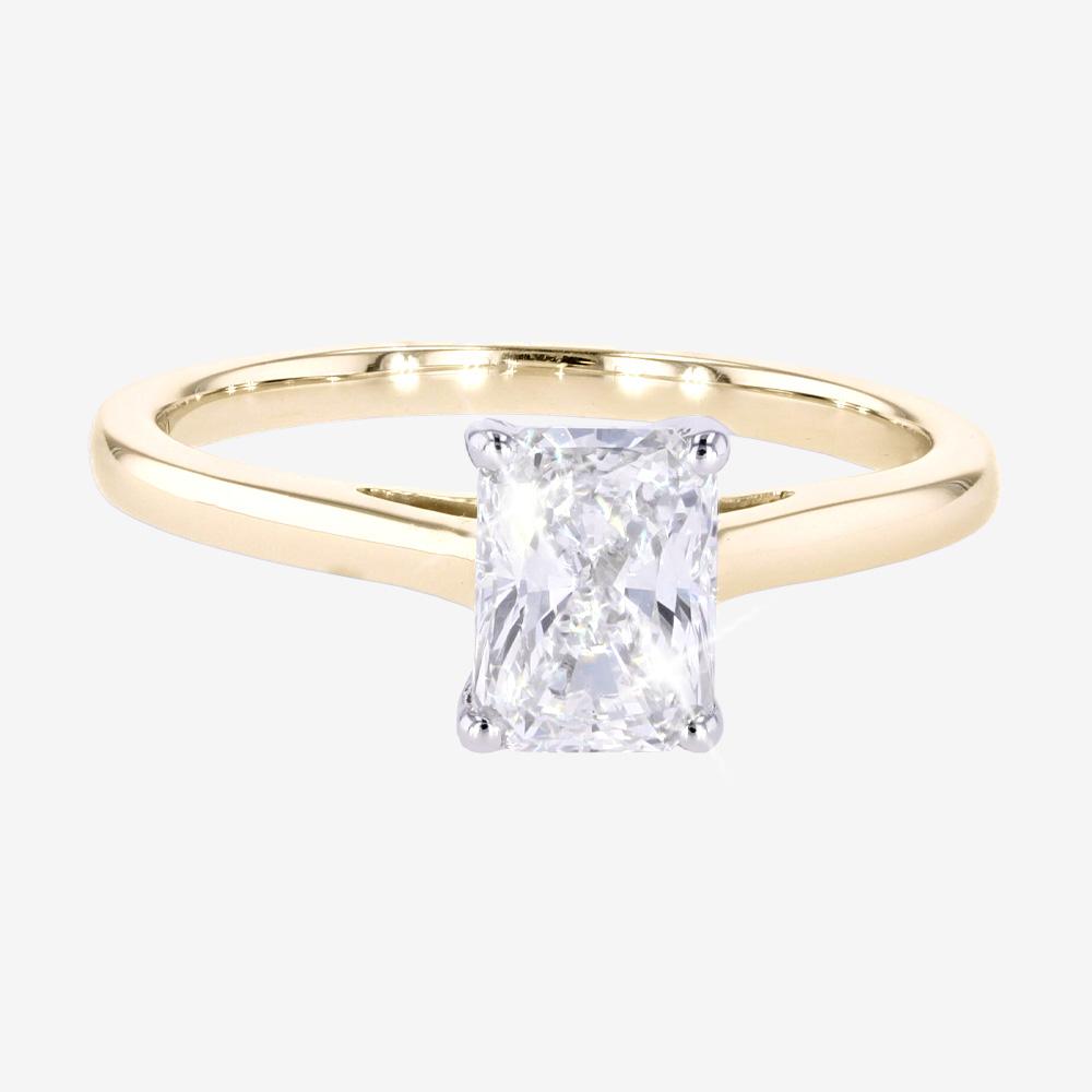 9ct Gold Real Diamond Lab-Grown Ring - Radiant Cut 1.00ct