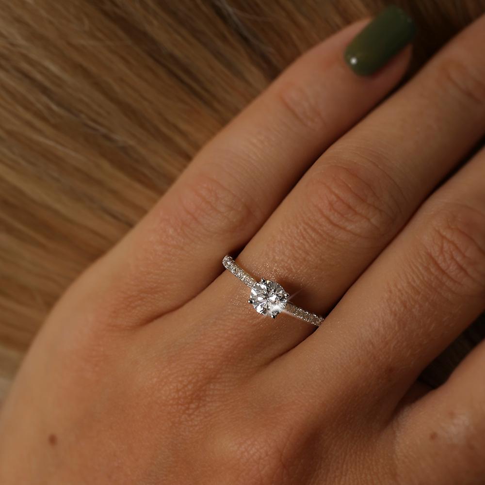 9ct Gold Real Diamond Lab-Grown Ring, Diamond Set Shoulders