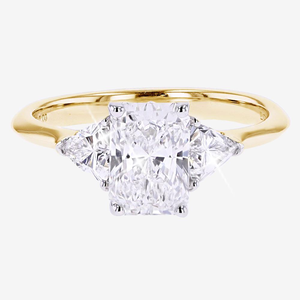 9ct Gold Lab-Grown Diamond Ring, Radiant Cut Trillion