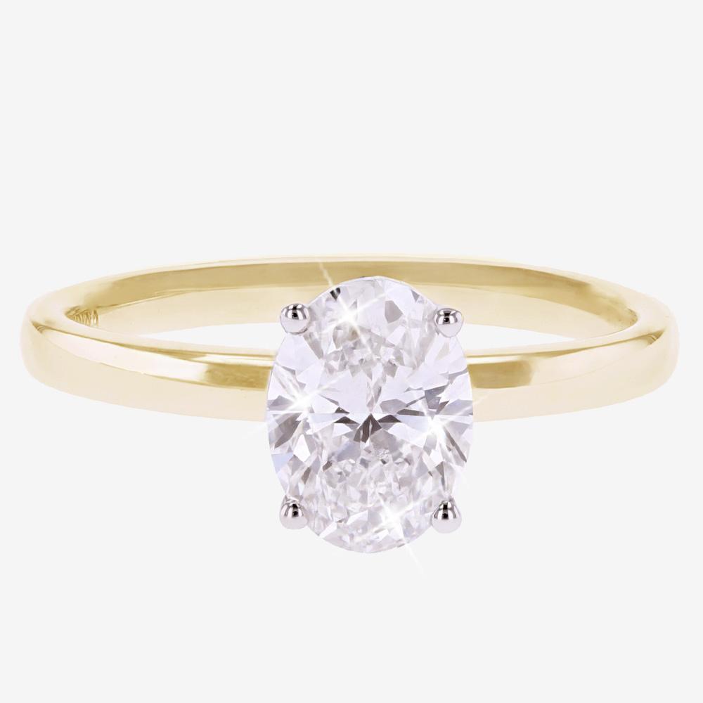9ct Gold Real Diamond Lab-Grown Oval Solitaire Warren James