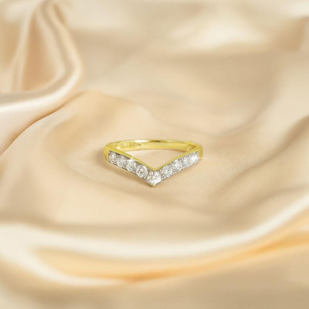 9ct Gold Real Diamond Lab-Grown Wishbone Band Ring .50ct | Warren