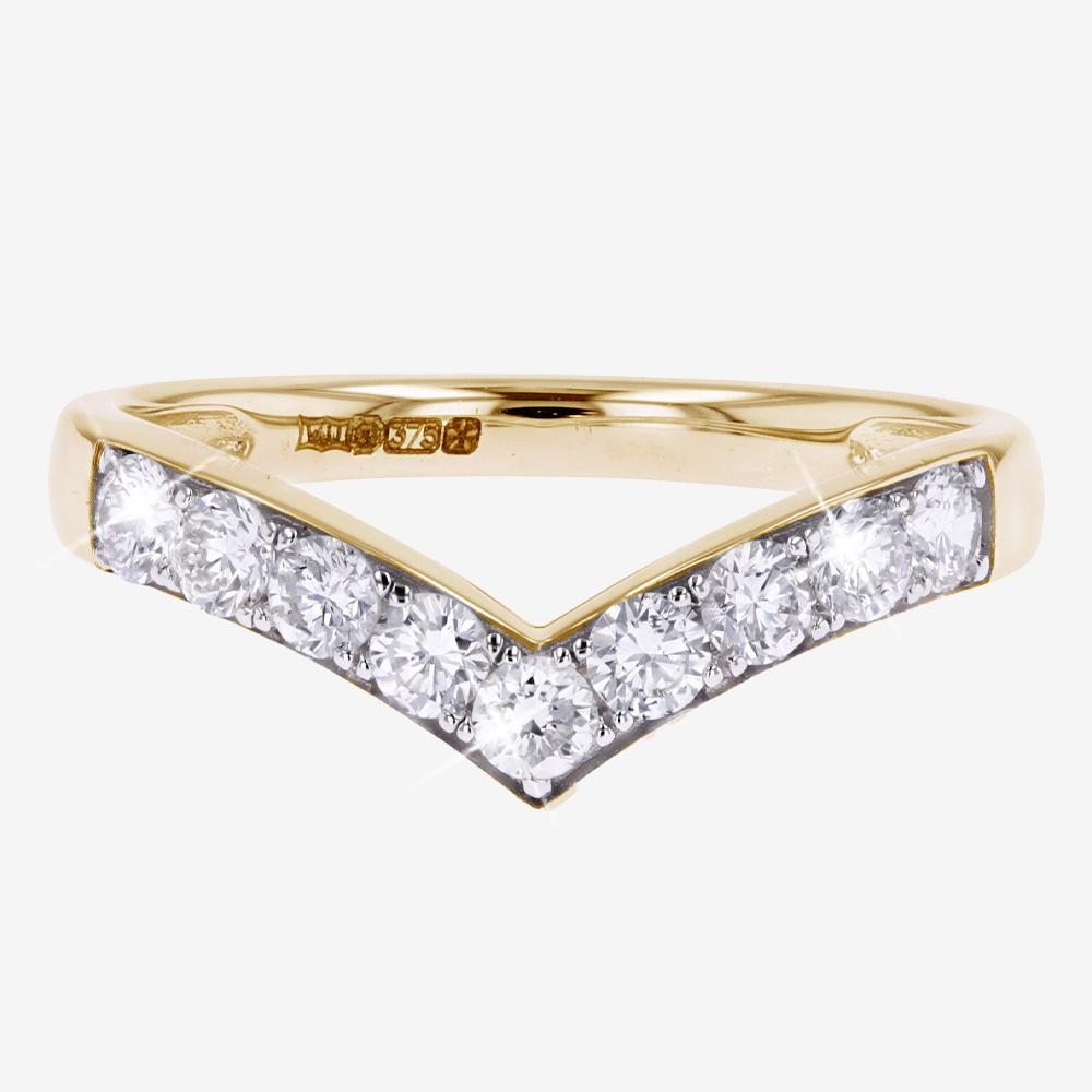 9ct Gold Real Diamond Lab-Grown Wishbone Band Ring .50ct | Warren