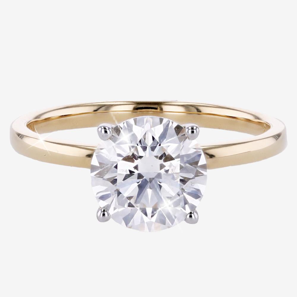 9ct Gold, Real Diamond Lab-Grown Solitaire Ring 2.00ct