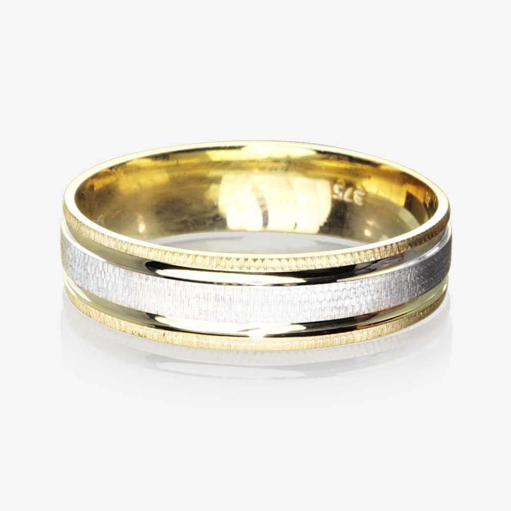 9ct Gold 2 Colour Men's Wedding Ring Warren James