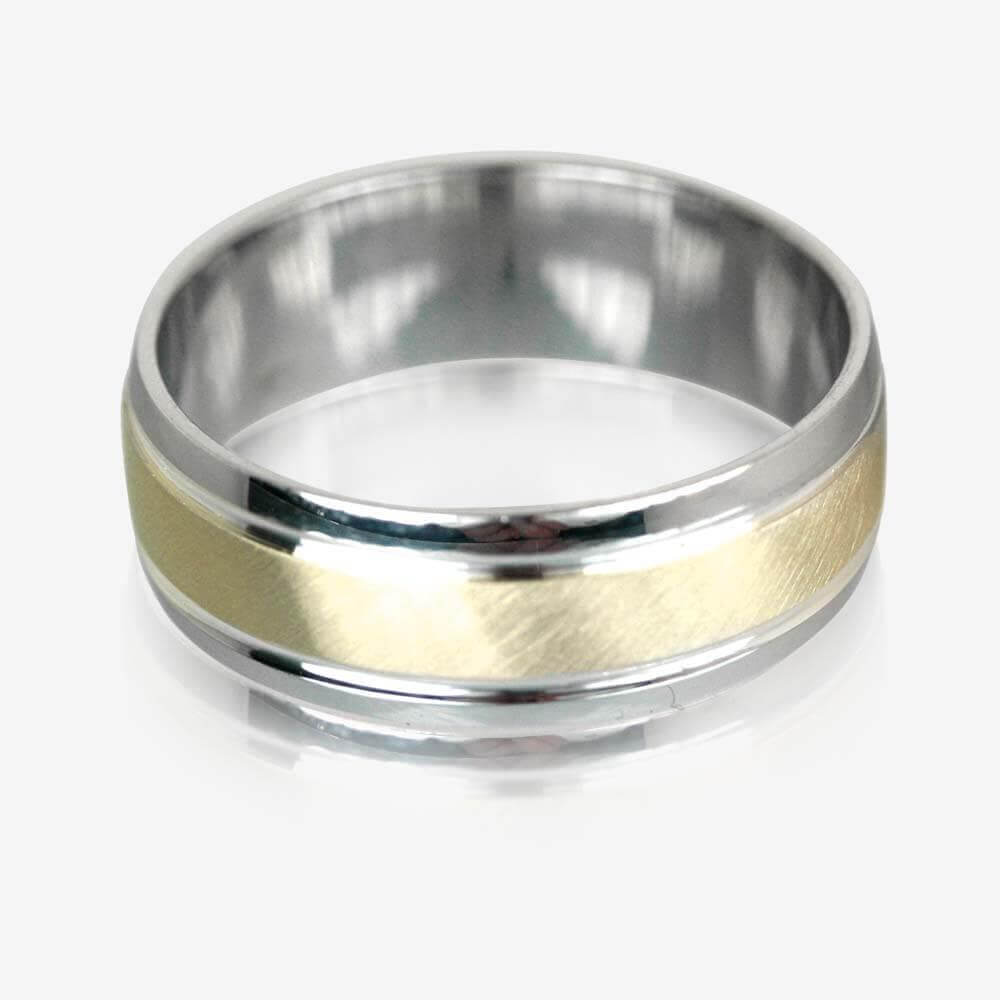 9ct Gold Sterling Silver Luxury Weight Mens Wedding Ring 7mm