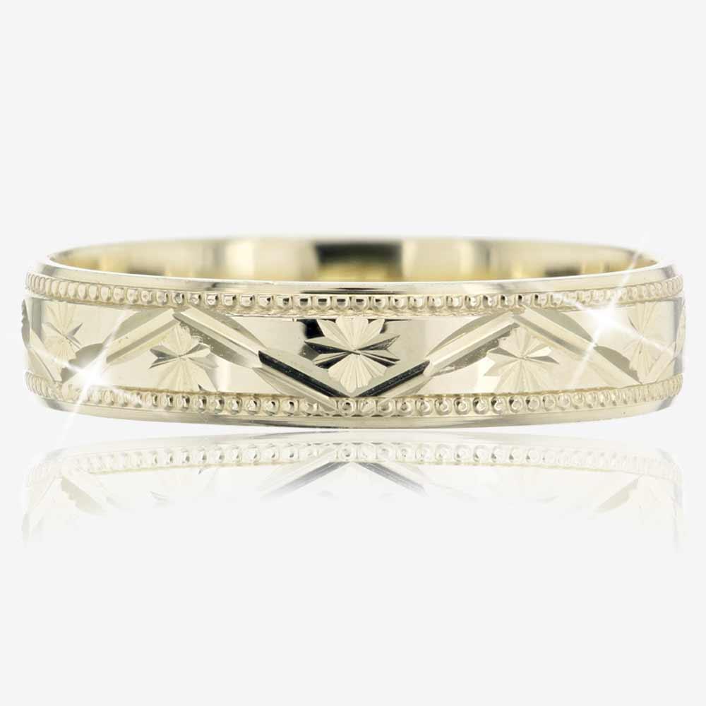 9ct Gold Ladies Patterned Wedding Ring at Warren James