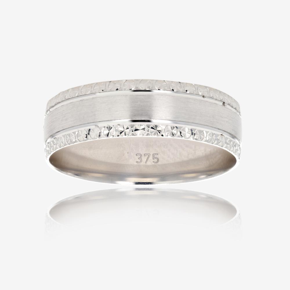 9ct White Gold  Luxury Weight  Mens Wedding  Ring  6mm